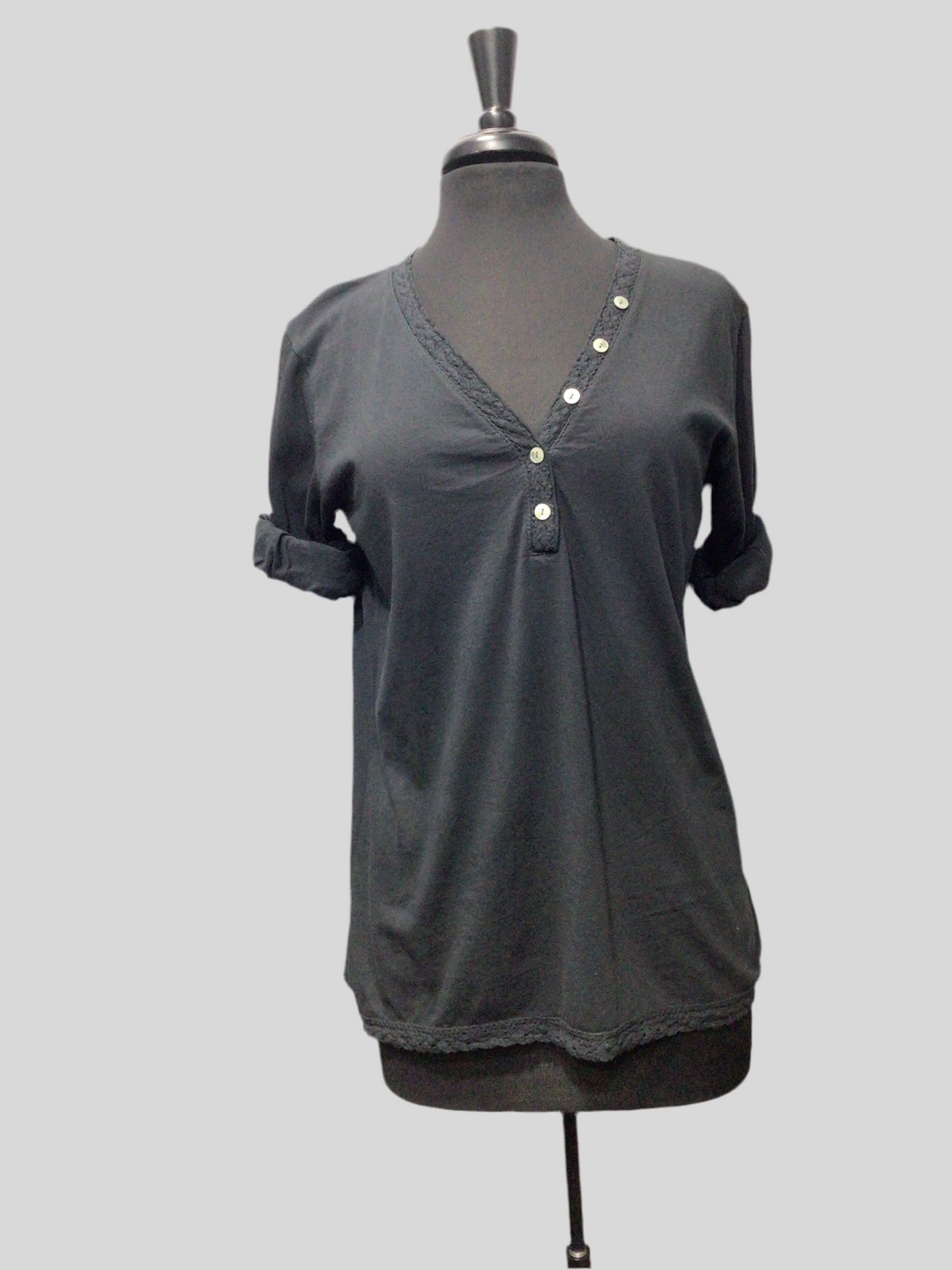 Italian Cotton Lace Trimmed Tee