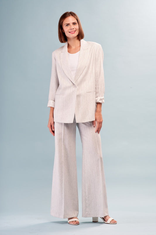 Grey Sequins Blazer With Roll Up Sleeves