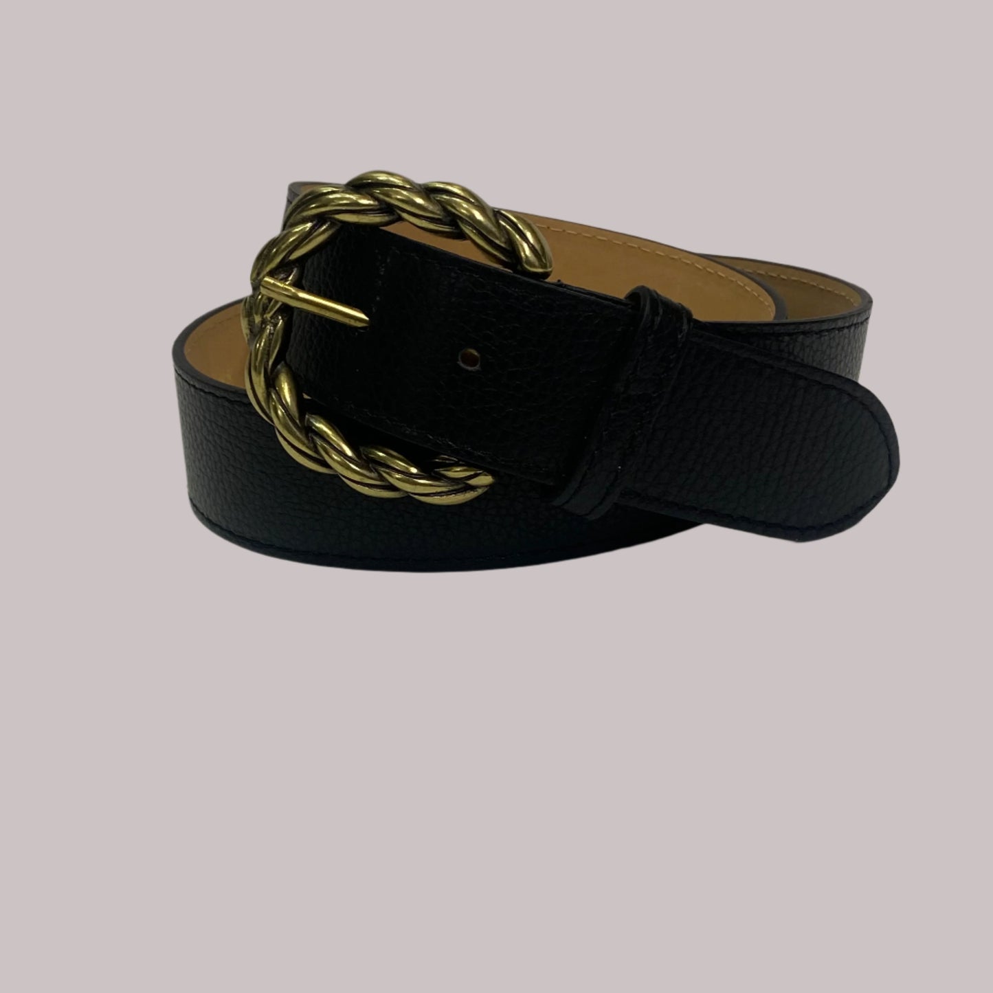 Twist Brass Buckle Italian Leather Belt