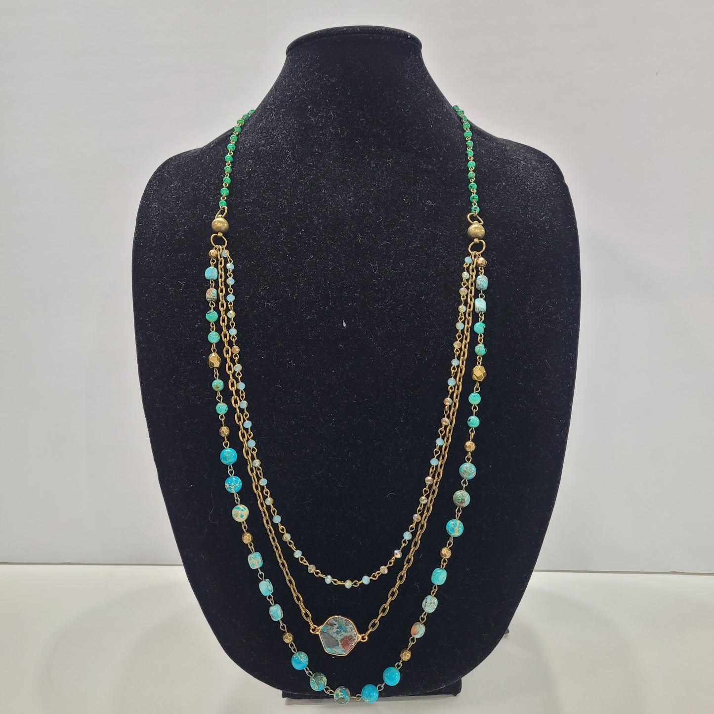 Center Stone & Crystals Four-Way Necklace