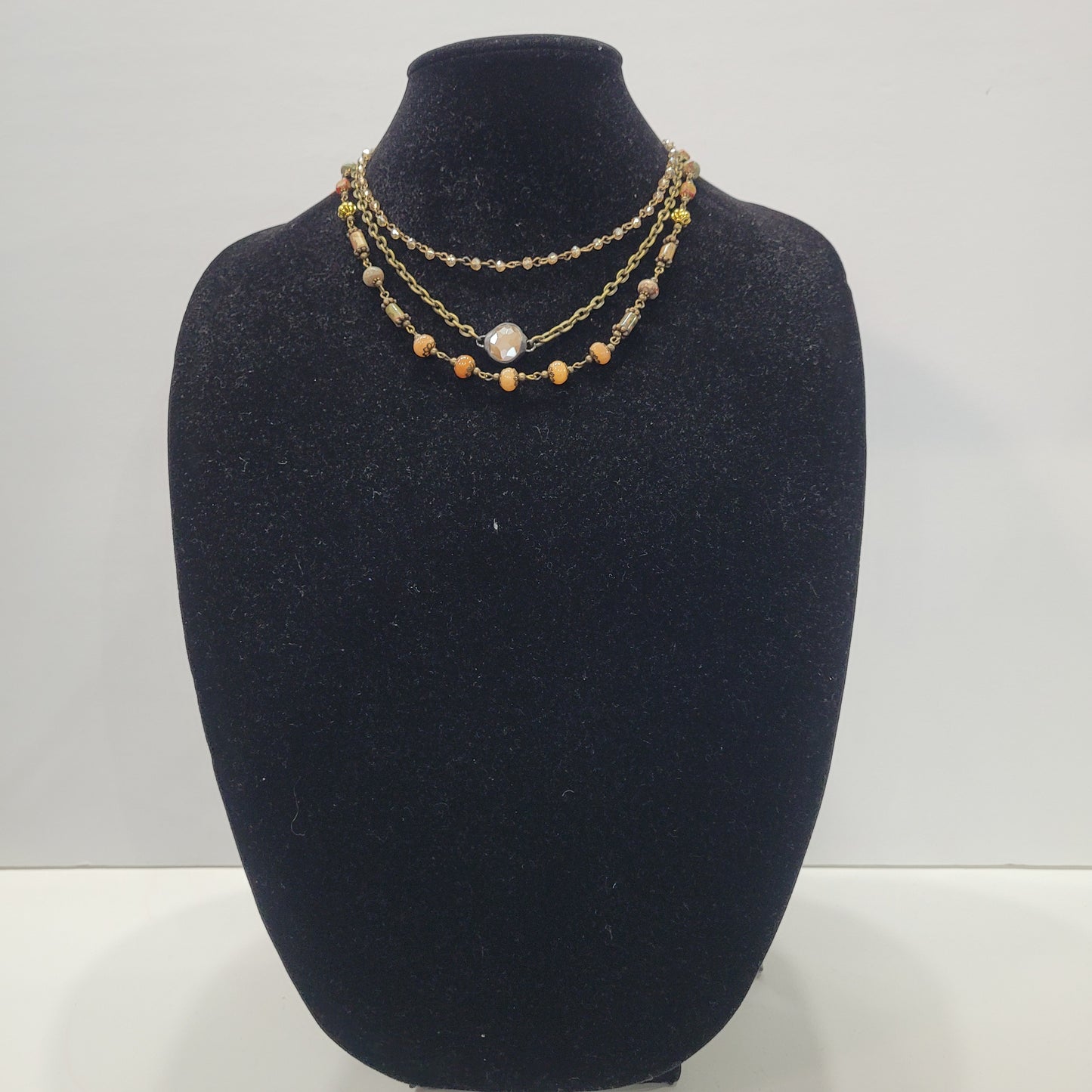 Stone Four-Way Necklace With Center Crystal