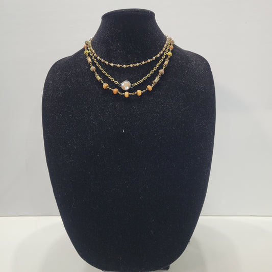 Stone Four-Way Necklace With Center Crystal