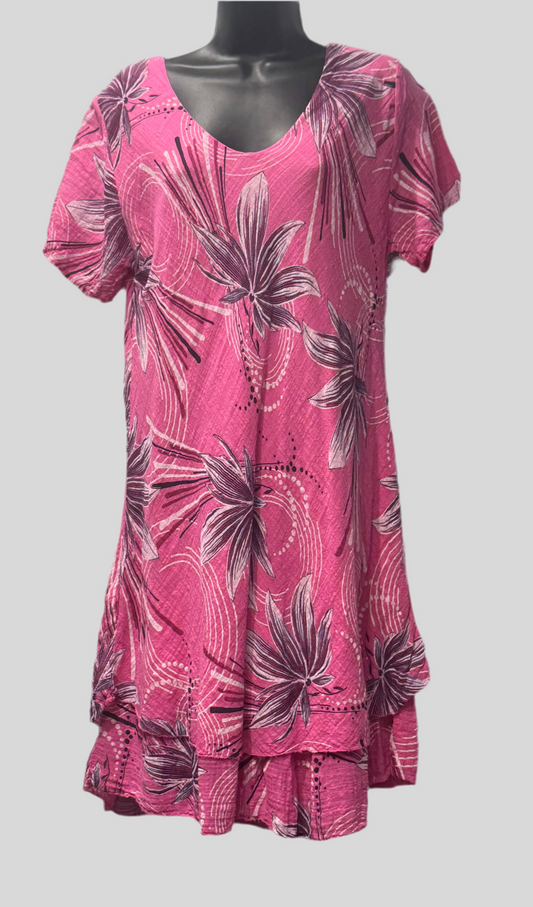 Italian Cotton Two Tier Printed Dress