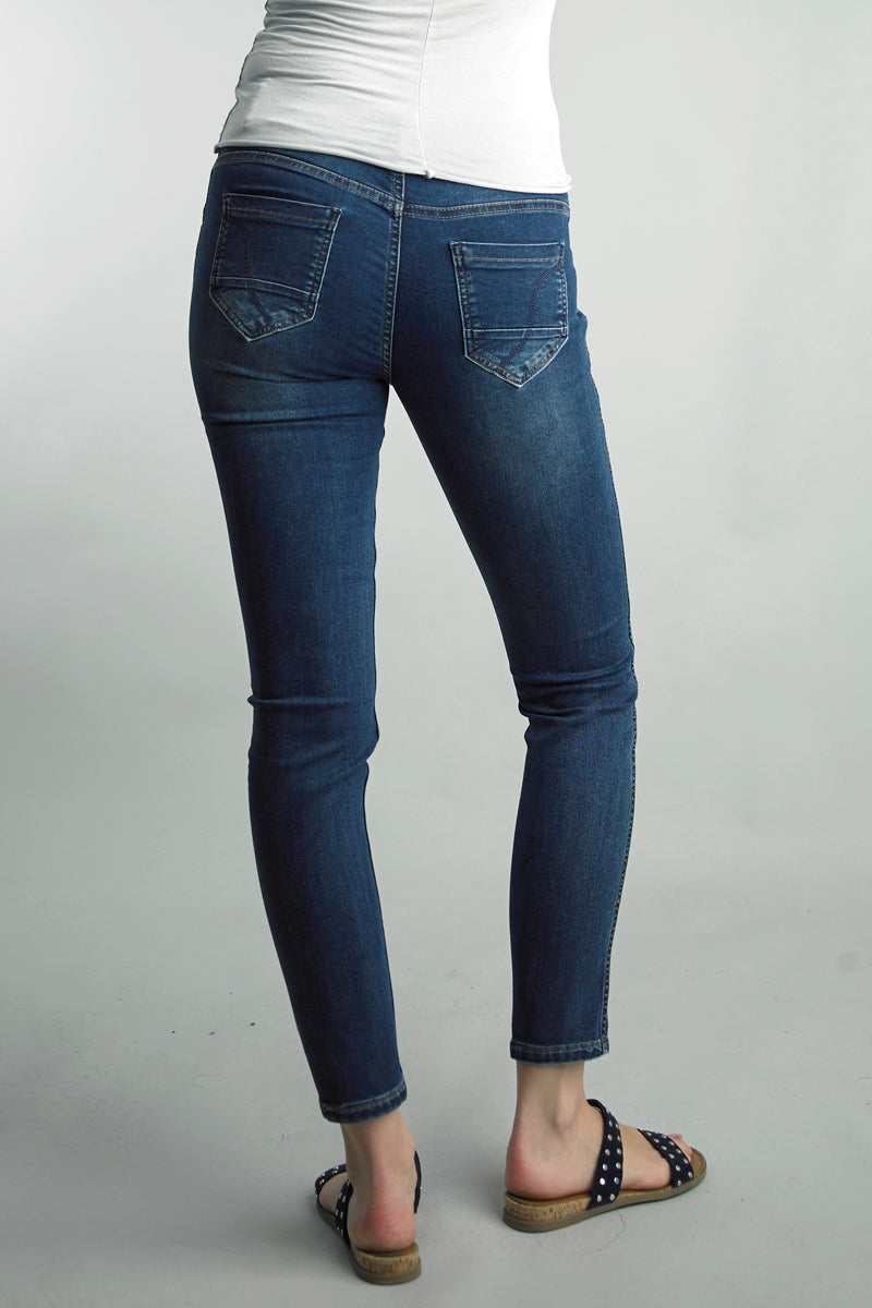 Tropical Print and Solid Side Reversible Jeans