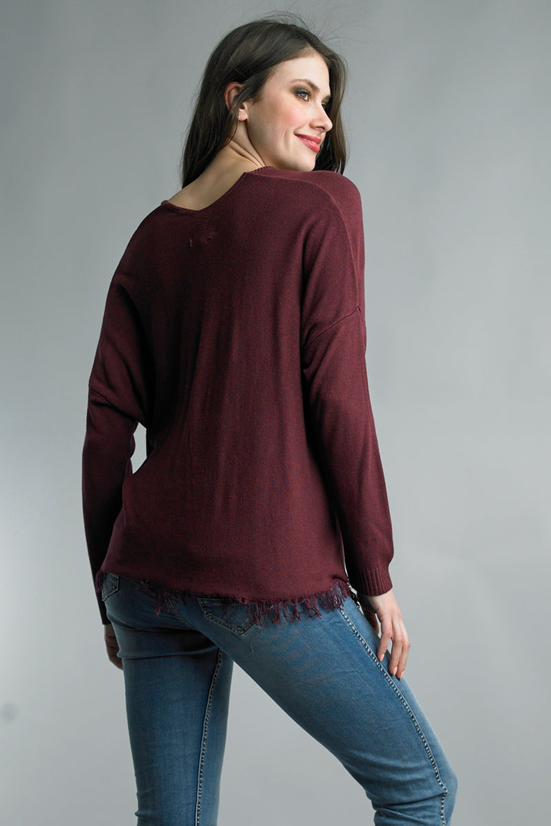 V-Neck Fringe Top