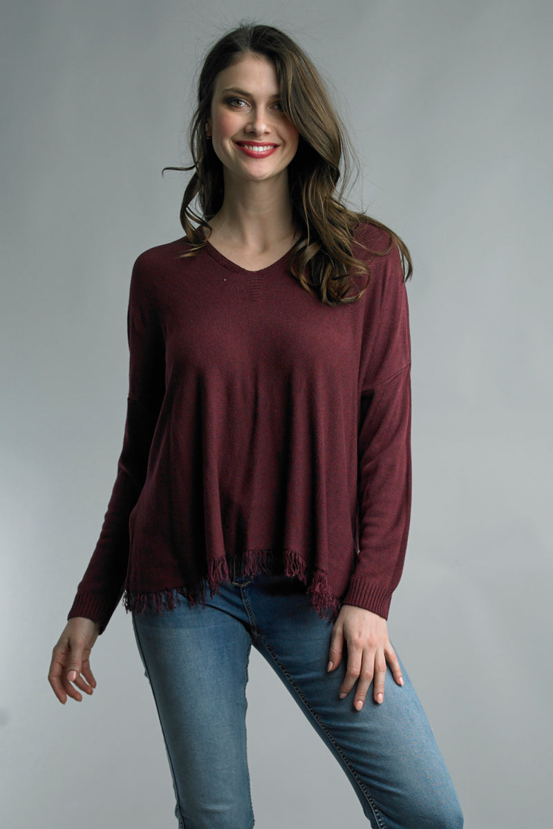 V-Neck Fringe Top