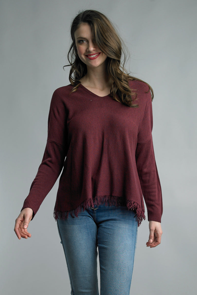 V-Neck Fringe Top