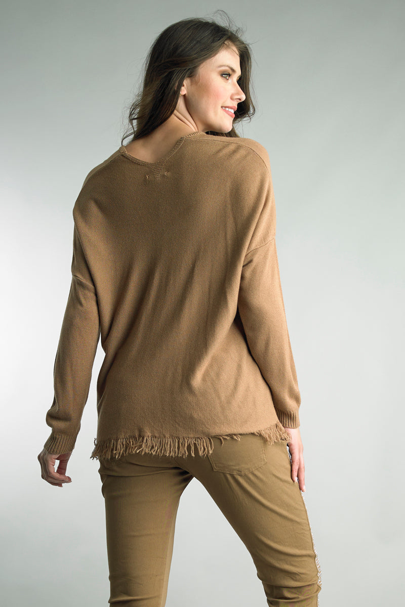 V-Neck Fringe Top
