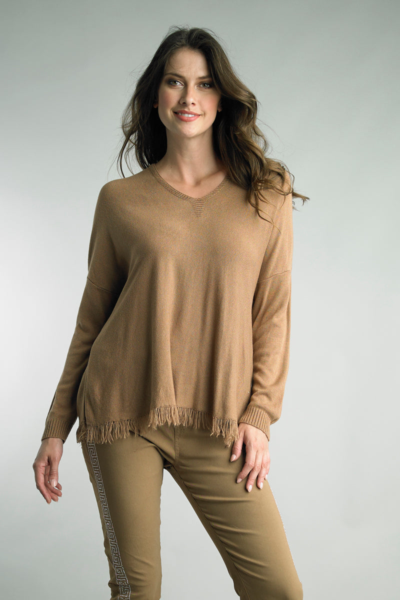 V-Neck Fringe Top