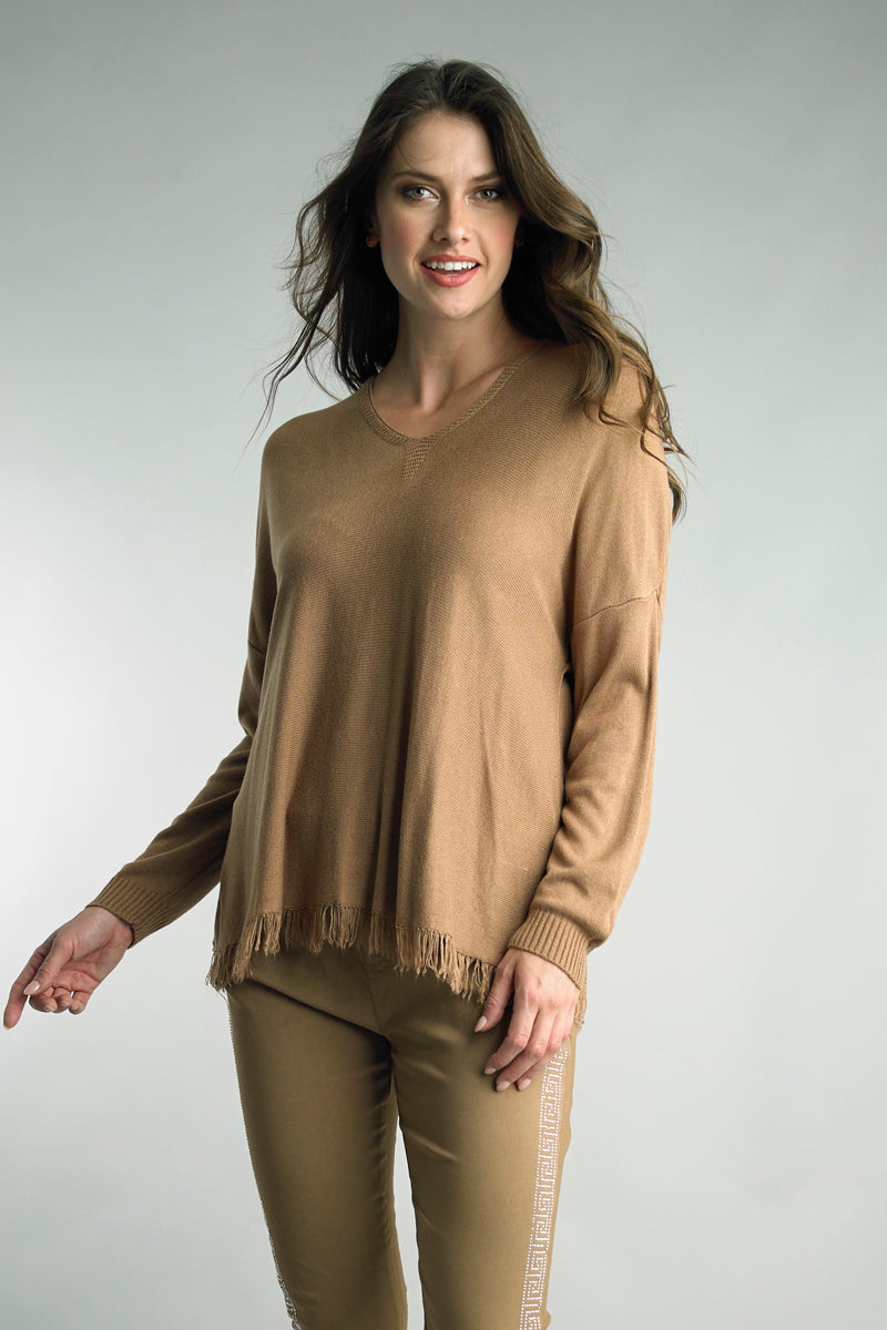 V-Neck Fringe Top