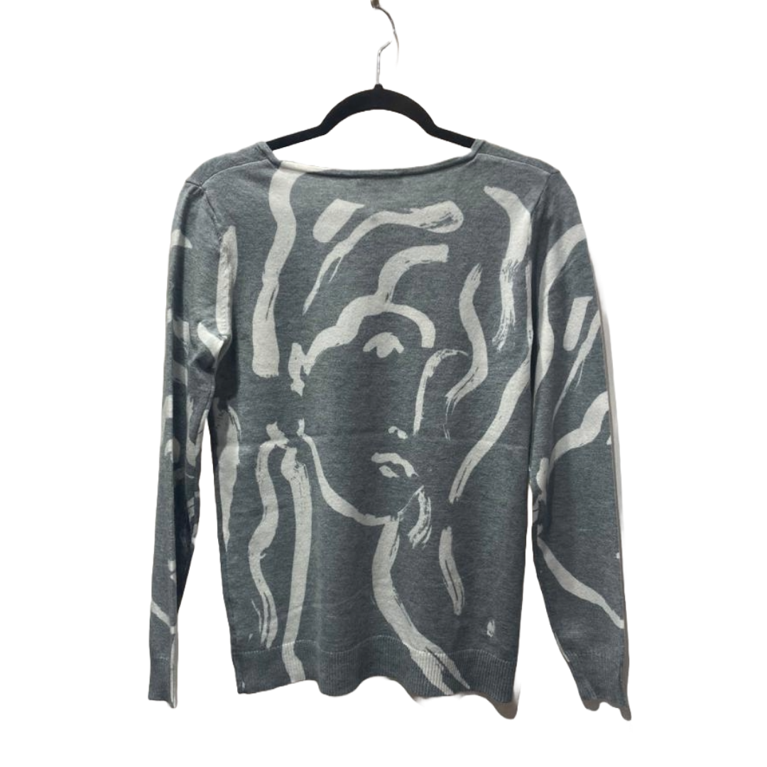 Gray Sweater With White Brushstrokes