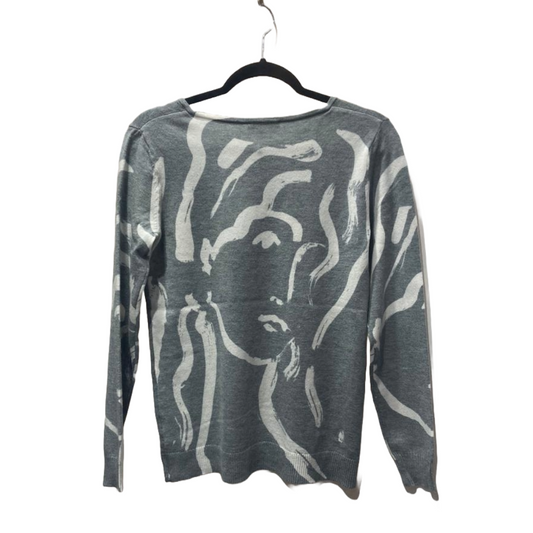 Gray Sweater With White Brushstrokes