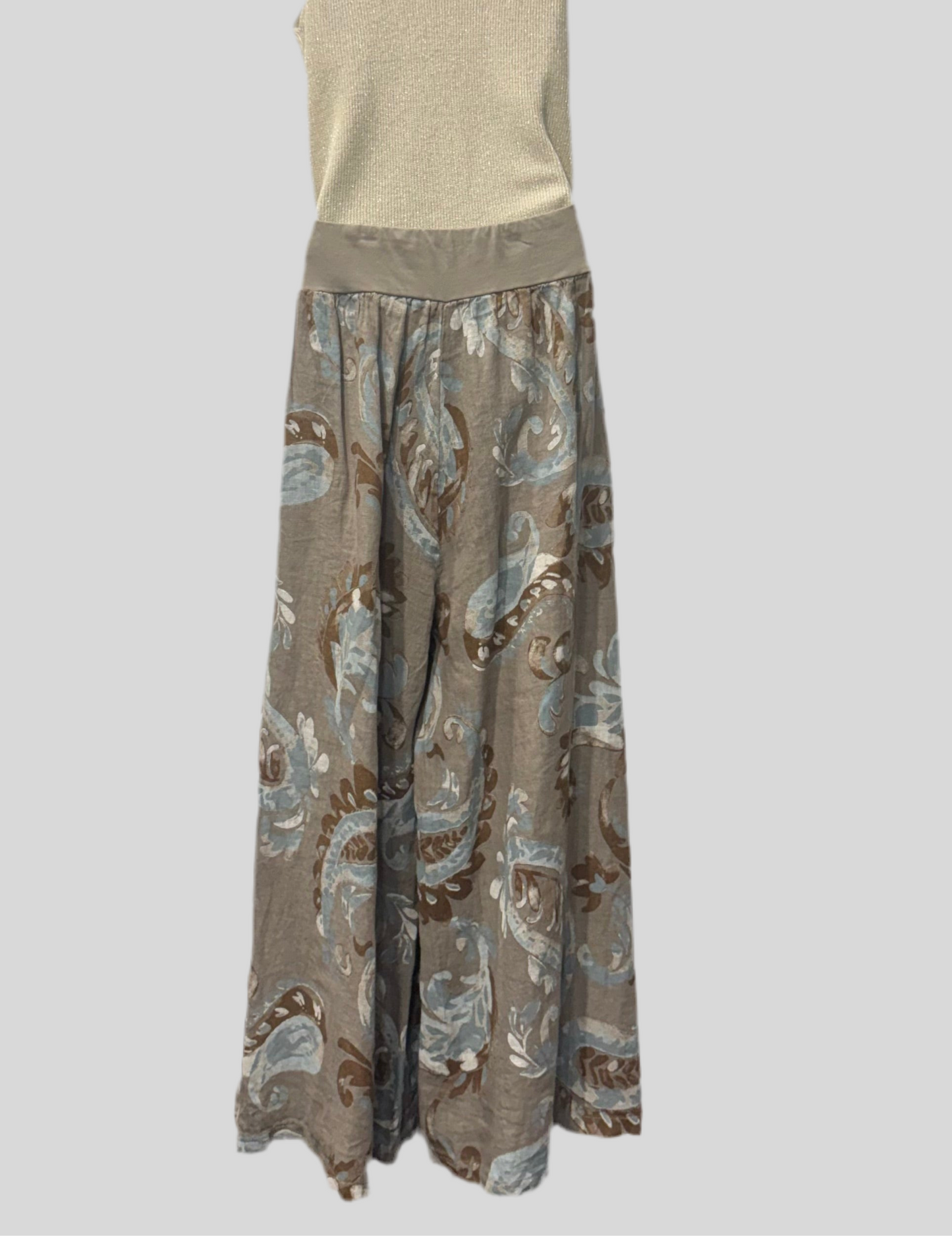 Paisley Print Italian Linen Pants
