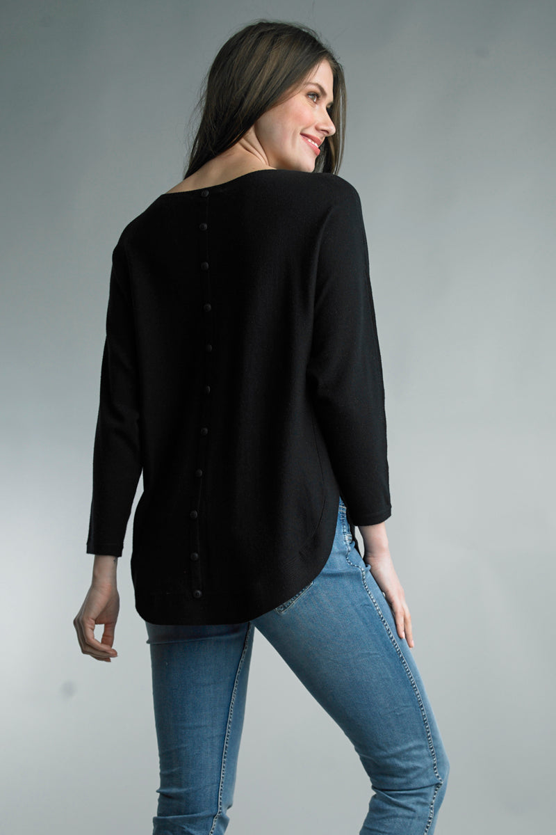 Soft Sweater with Back Button Detail