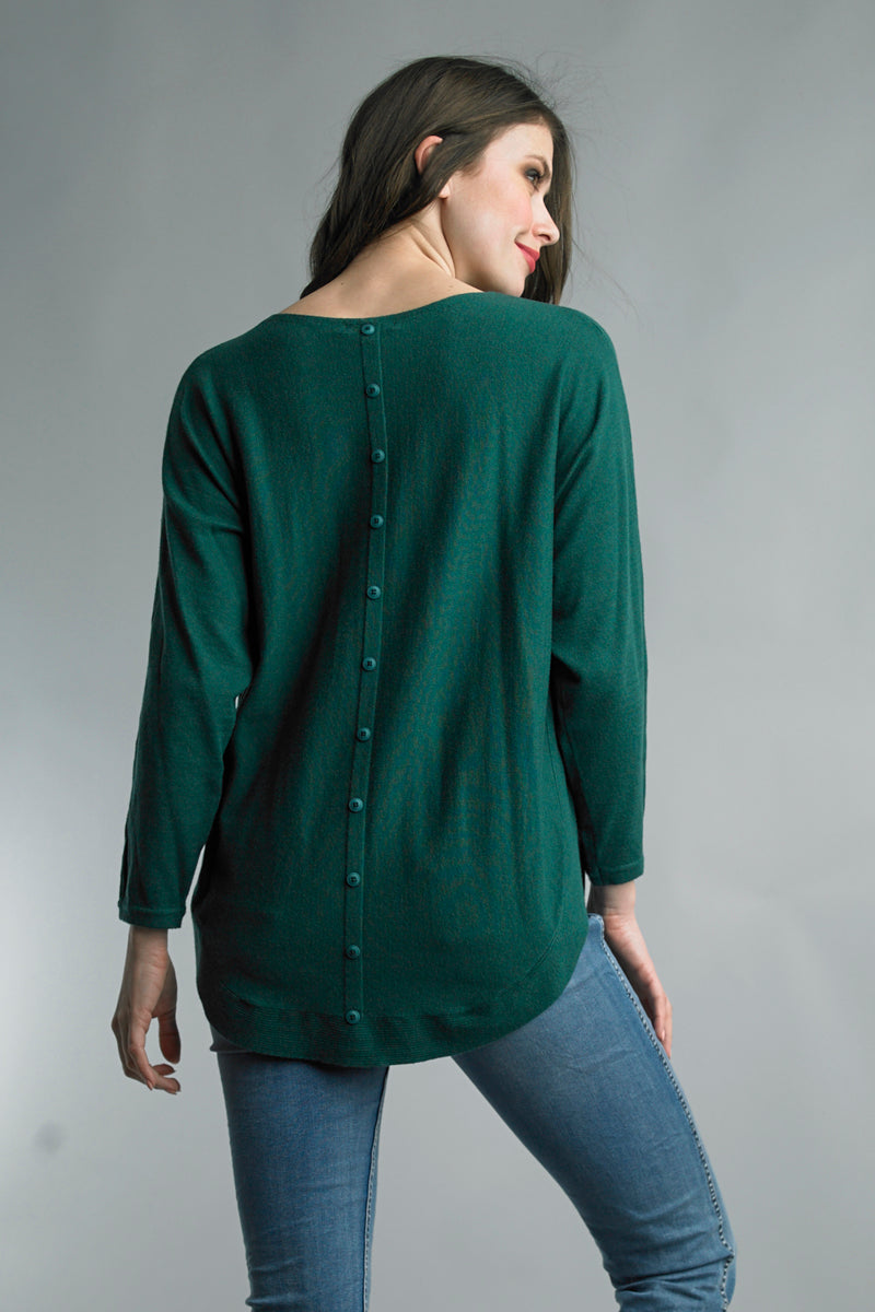 Soft Sweater with Back Button Detail