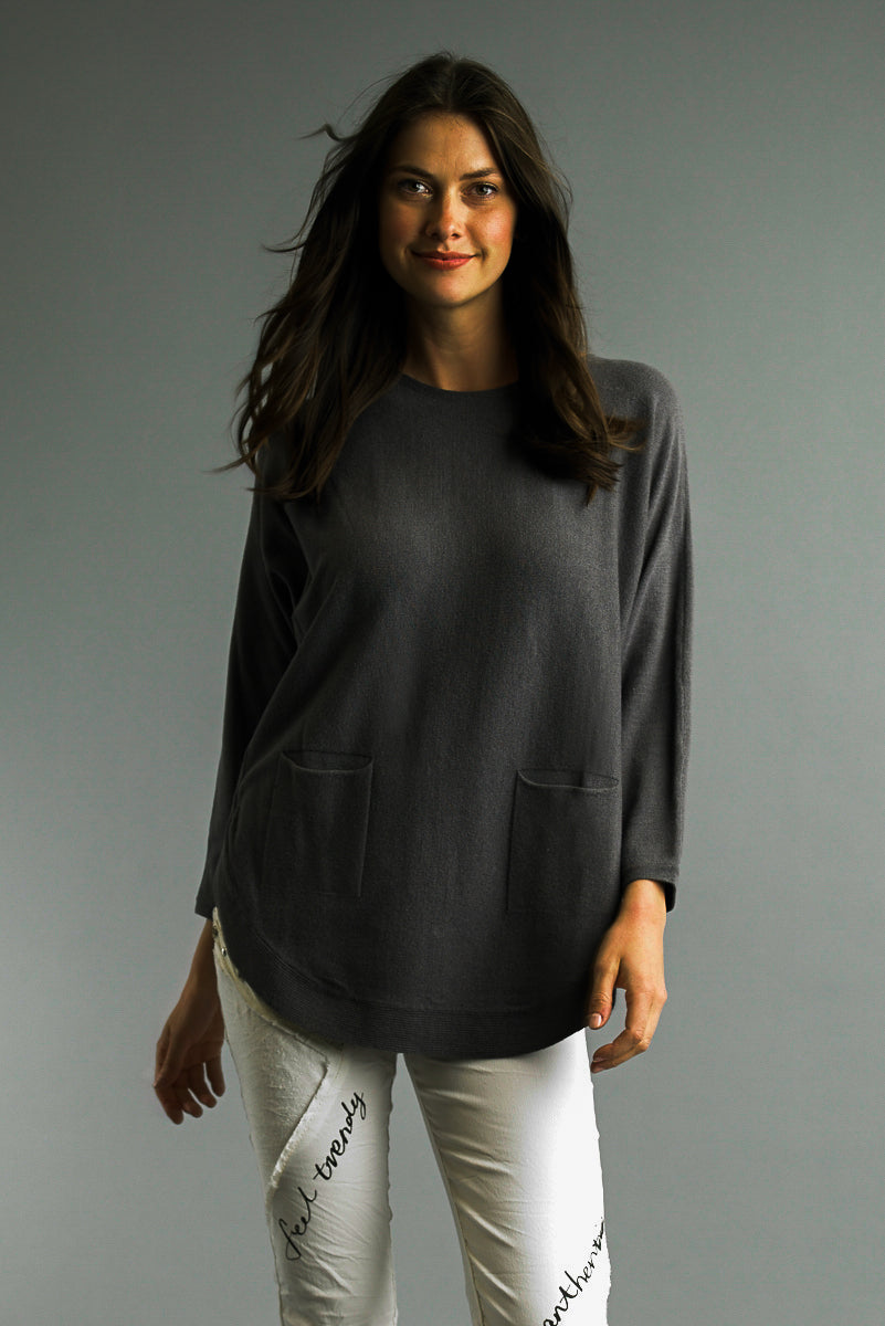 Soft Sweater with Back Button Detail