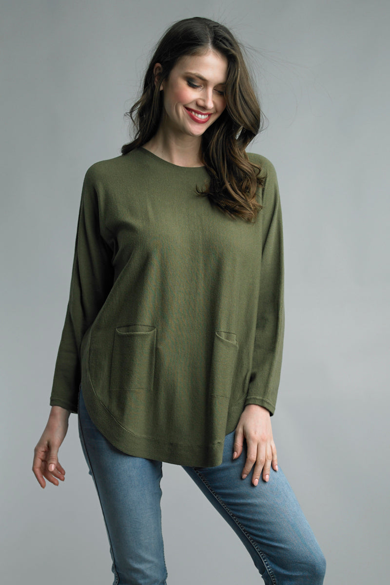 Soft Sweater with Back Button Detail