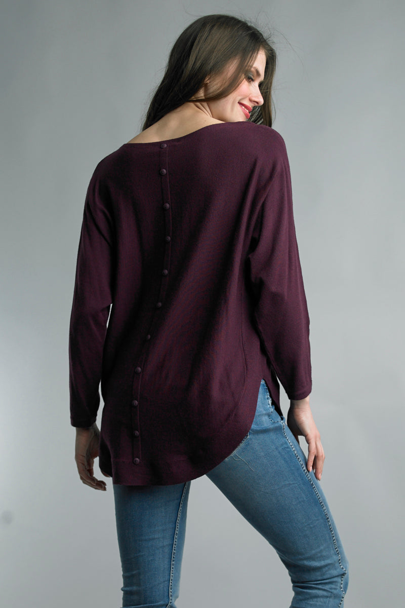 Soft Sweater with Back Button Detail
