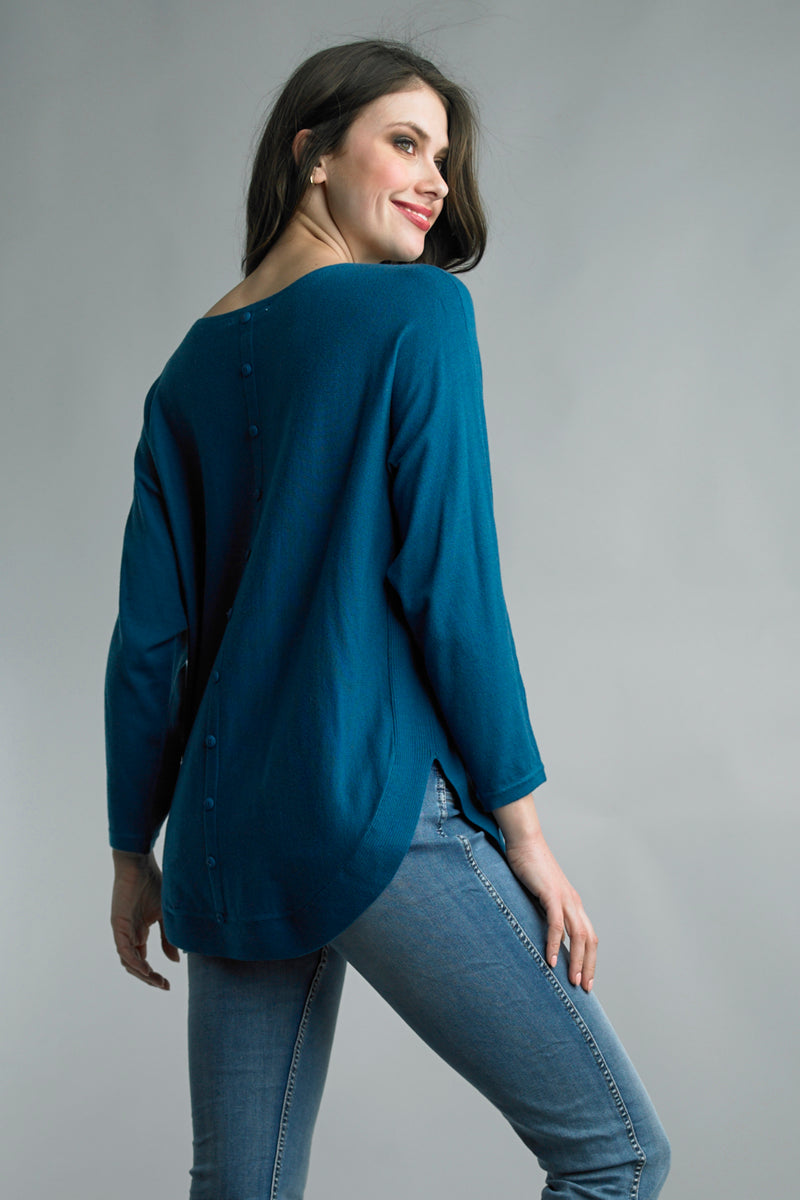 Soft Sweater with Back Button Detail