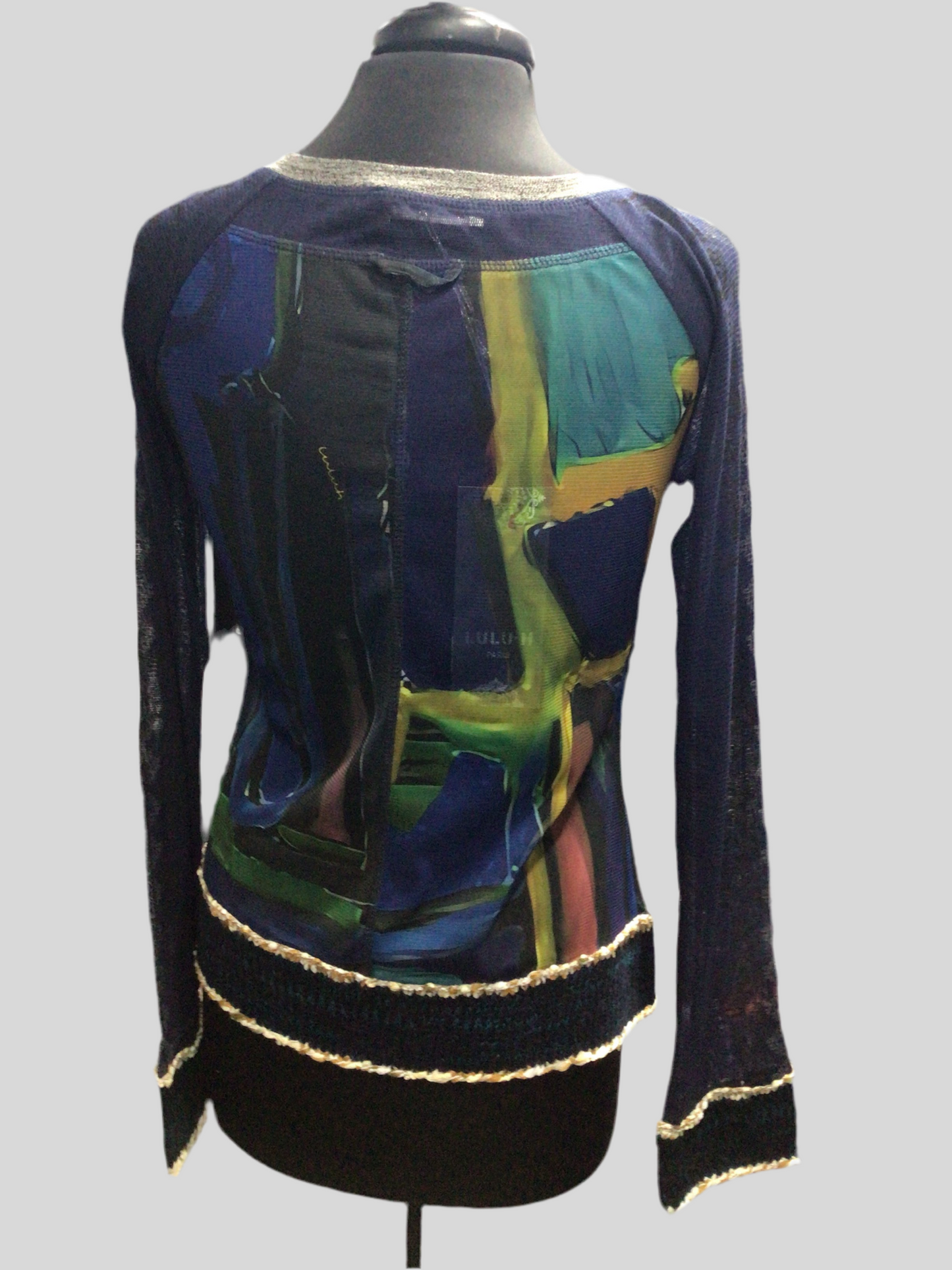 Sheer Net with Sweater and Art Accents Top