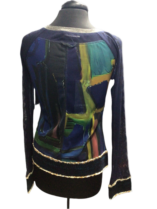 Sheer Net with Sweater and Art Accents Top