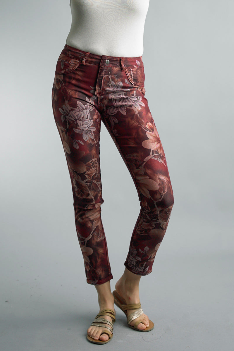 Floral Design Reversible Jeans