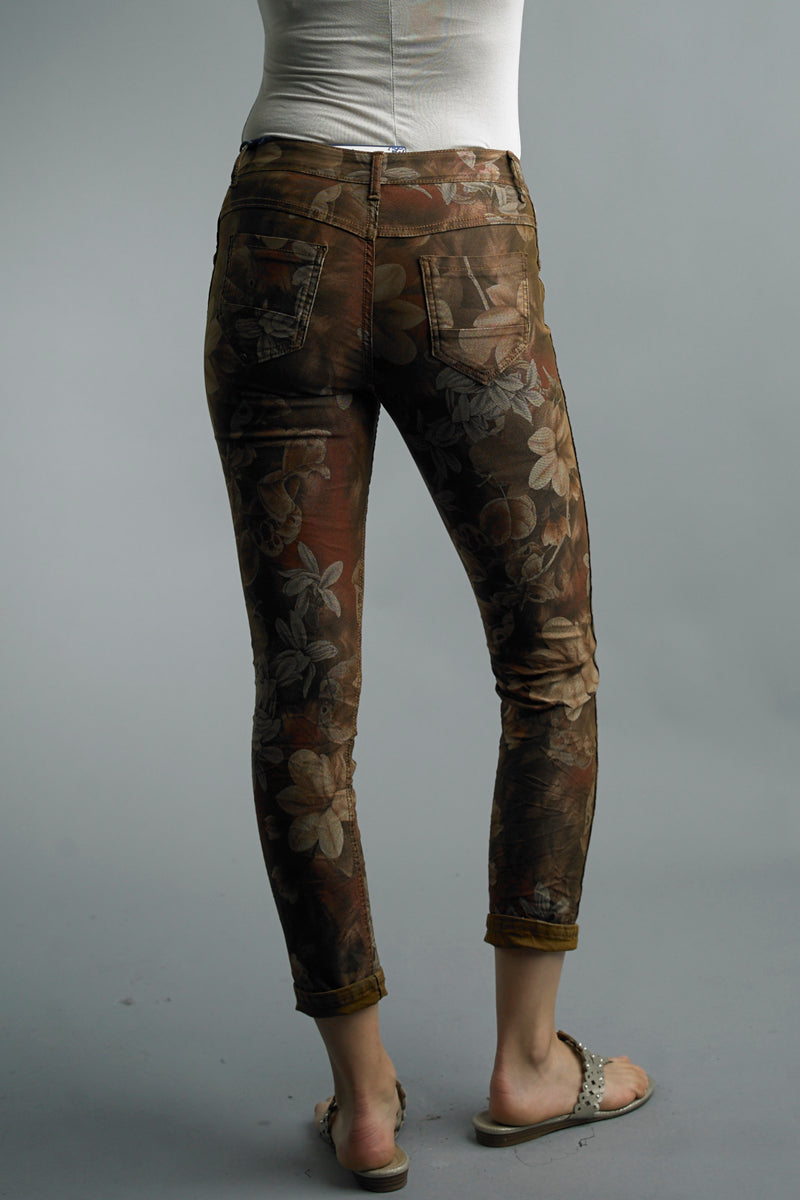Floral Design Reversible Jeans