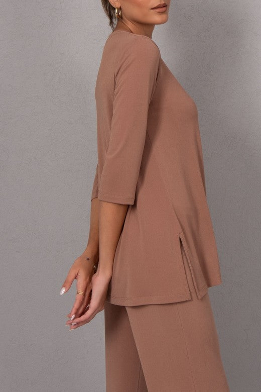 Lightweight Knit V-Neck Tunic Top