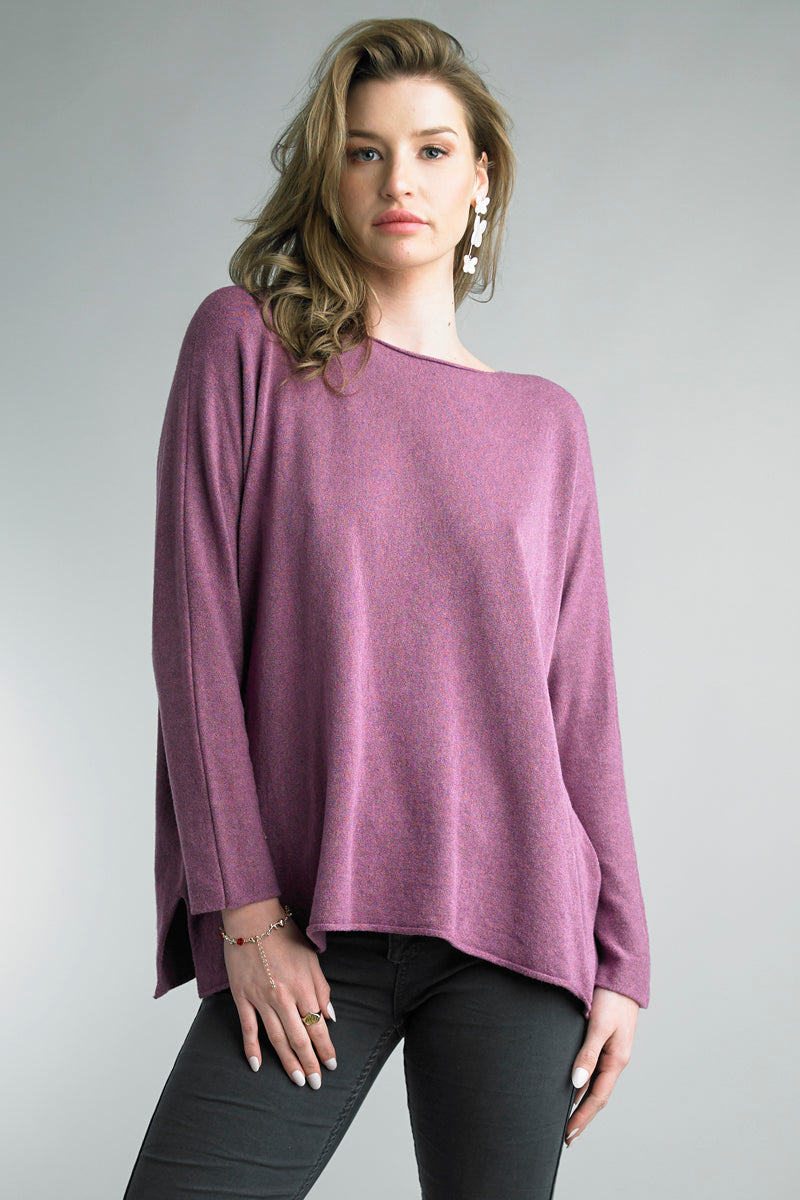 Unfinished Hem Style Plum Sweater