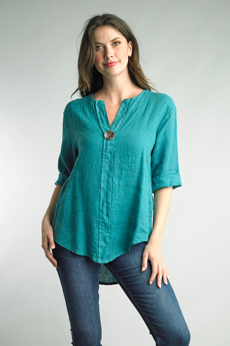 V-Neck Italian Linen Top