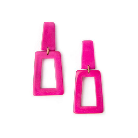 Hand-carved Geometric Earrings