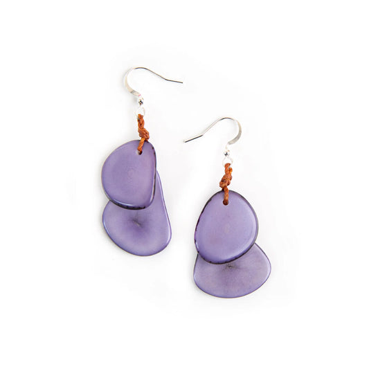 Double Tagua Slice Drop Earrings