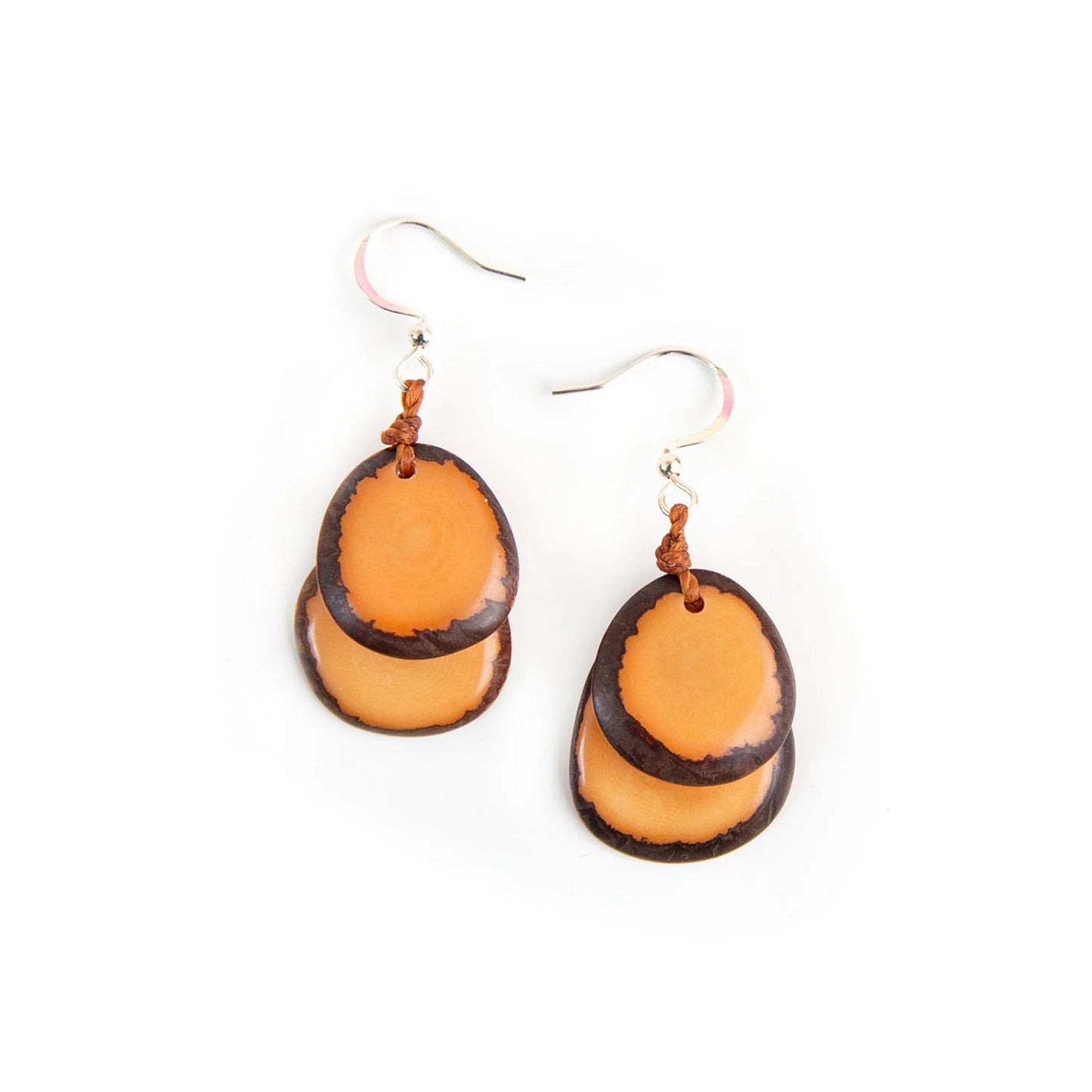 Double Tagua Slice Drop Earrings