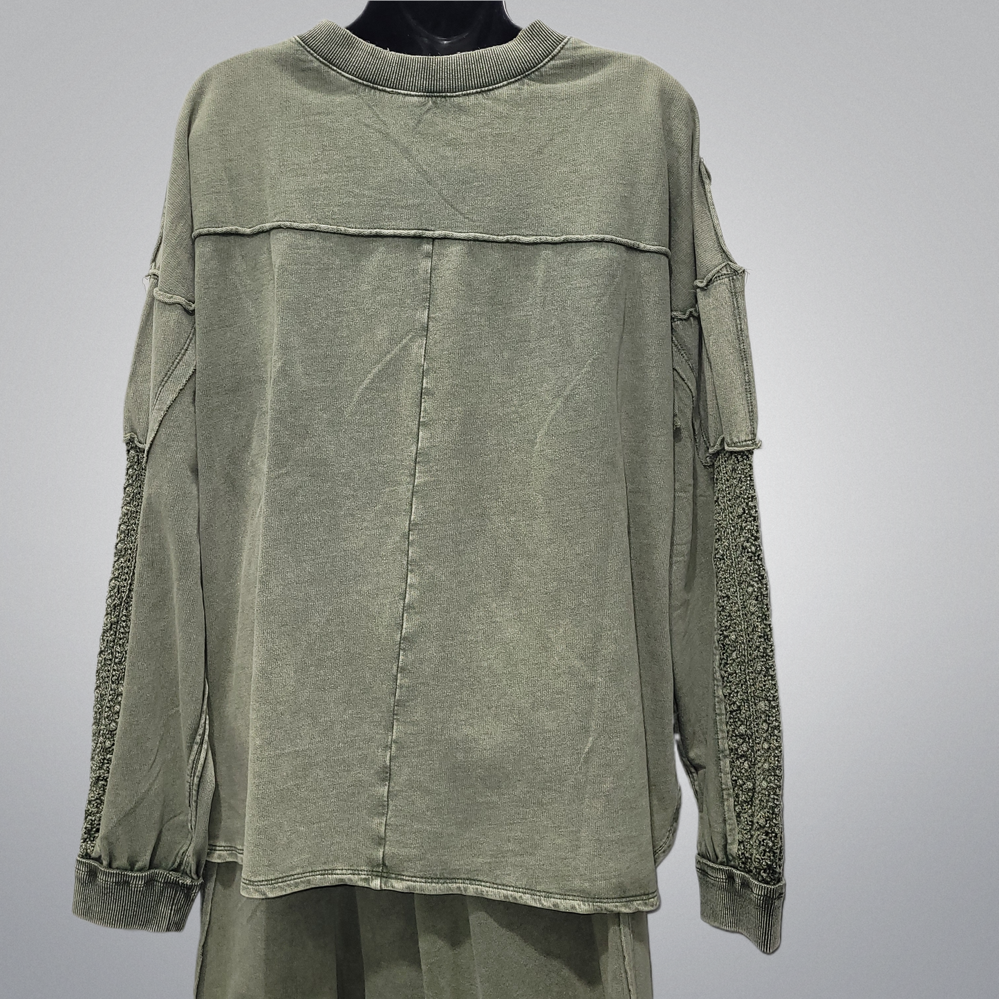 100% Cotton Olive Top With Crochet Details