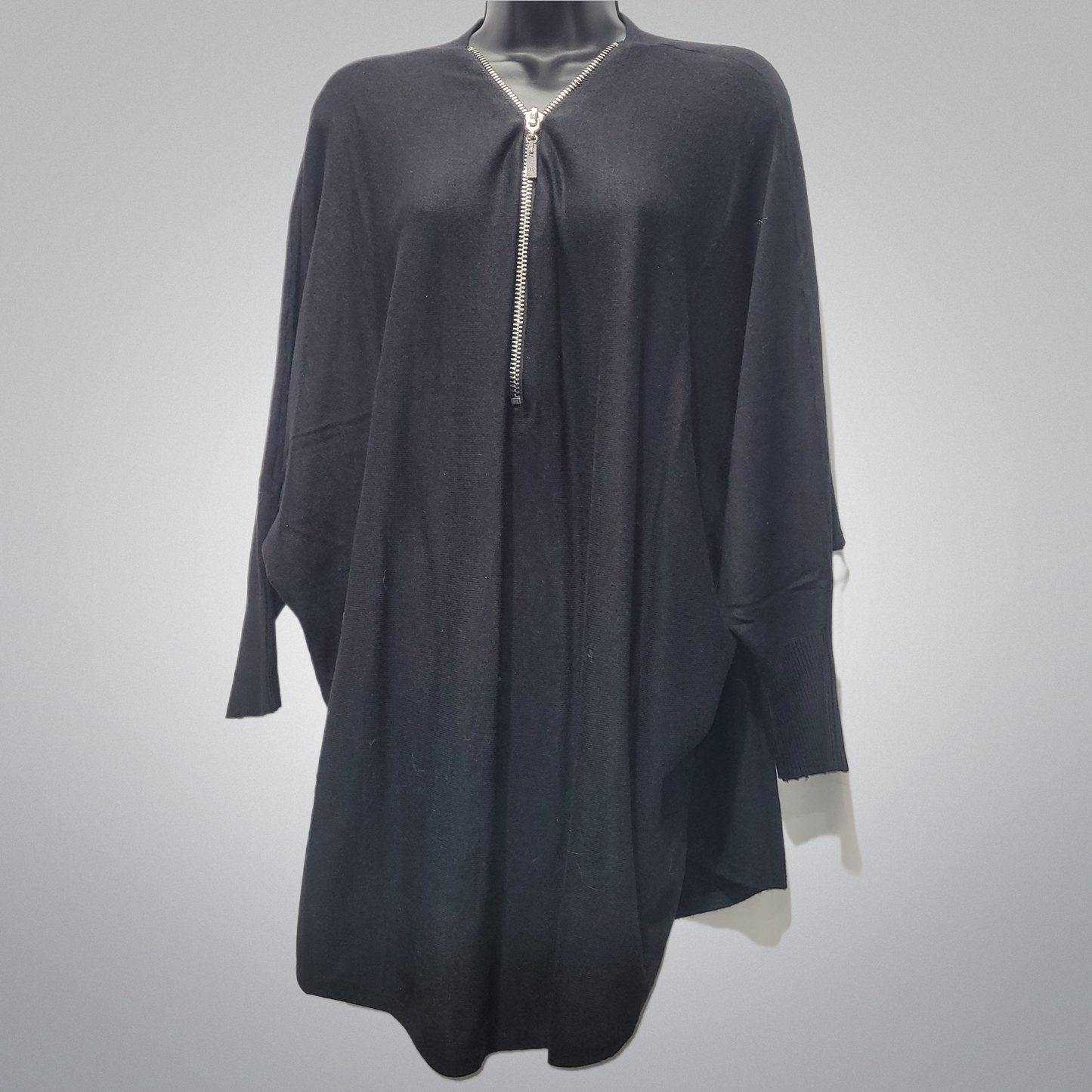 Cozy Knit Zip Front Oversized Top
