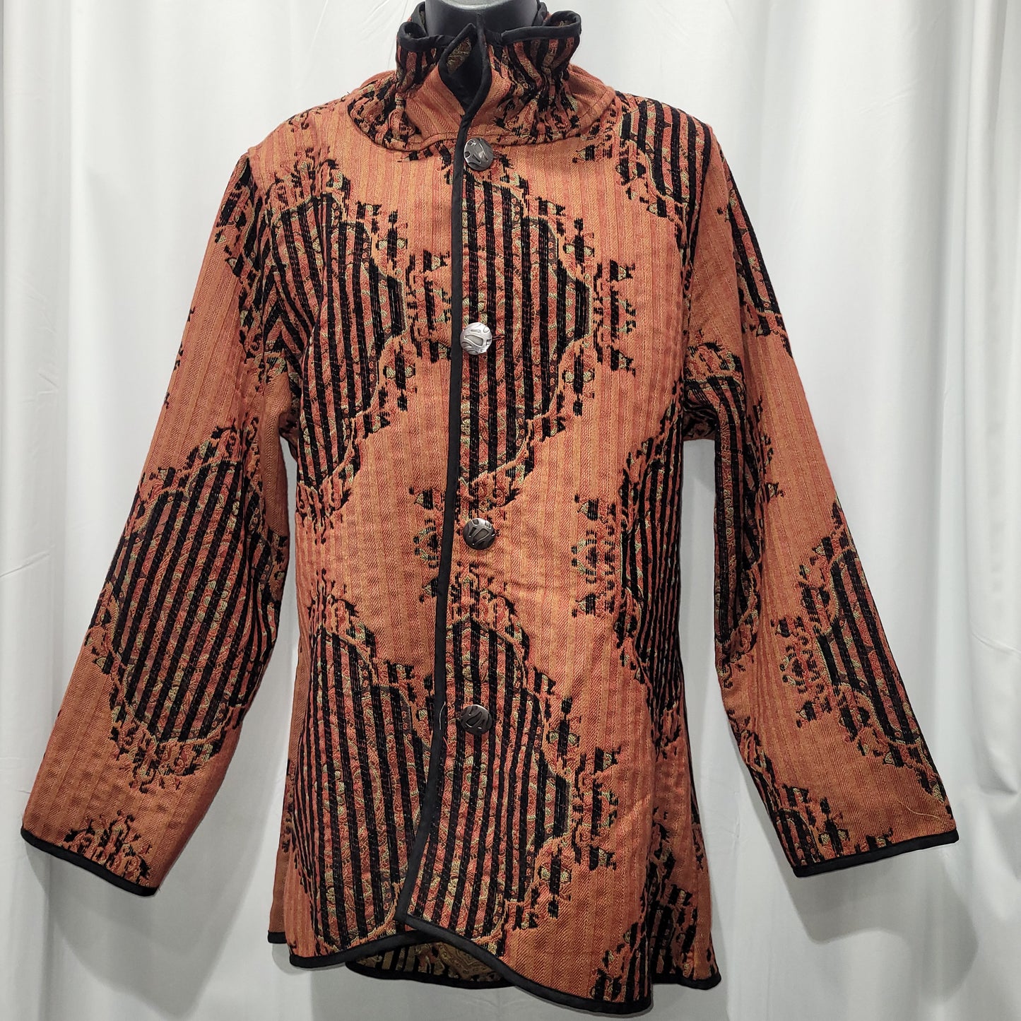 European Design Jacquard Reversible Coat