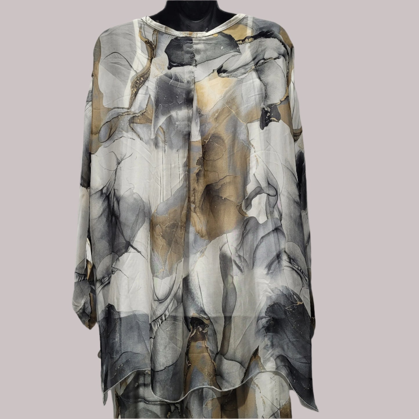 Silk 3/4 Sleeve Top With Tank Top