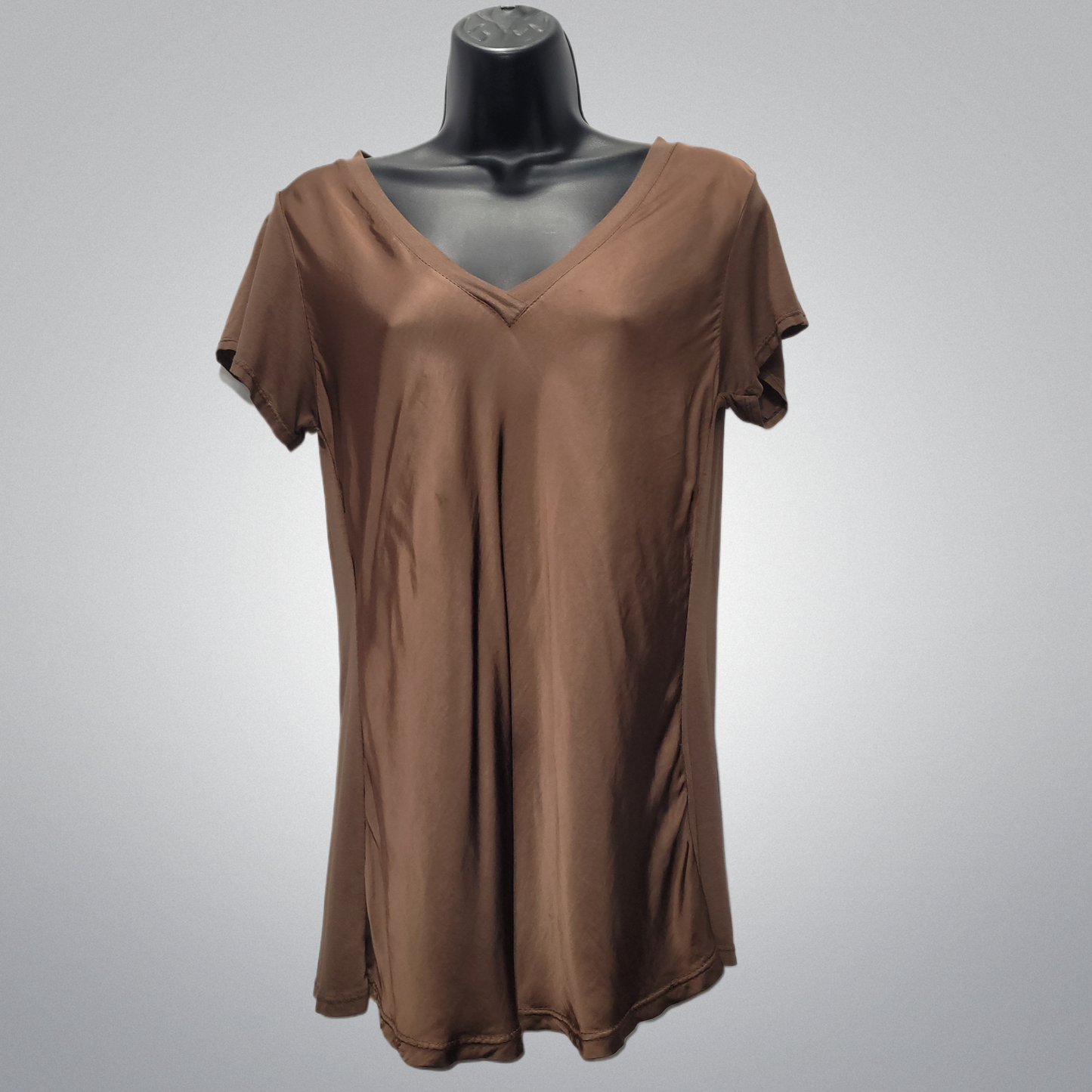 Silky Satin Finish V-Neck Top