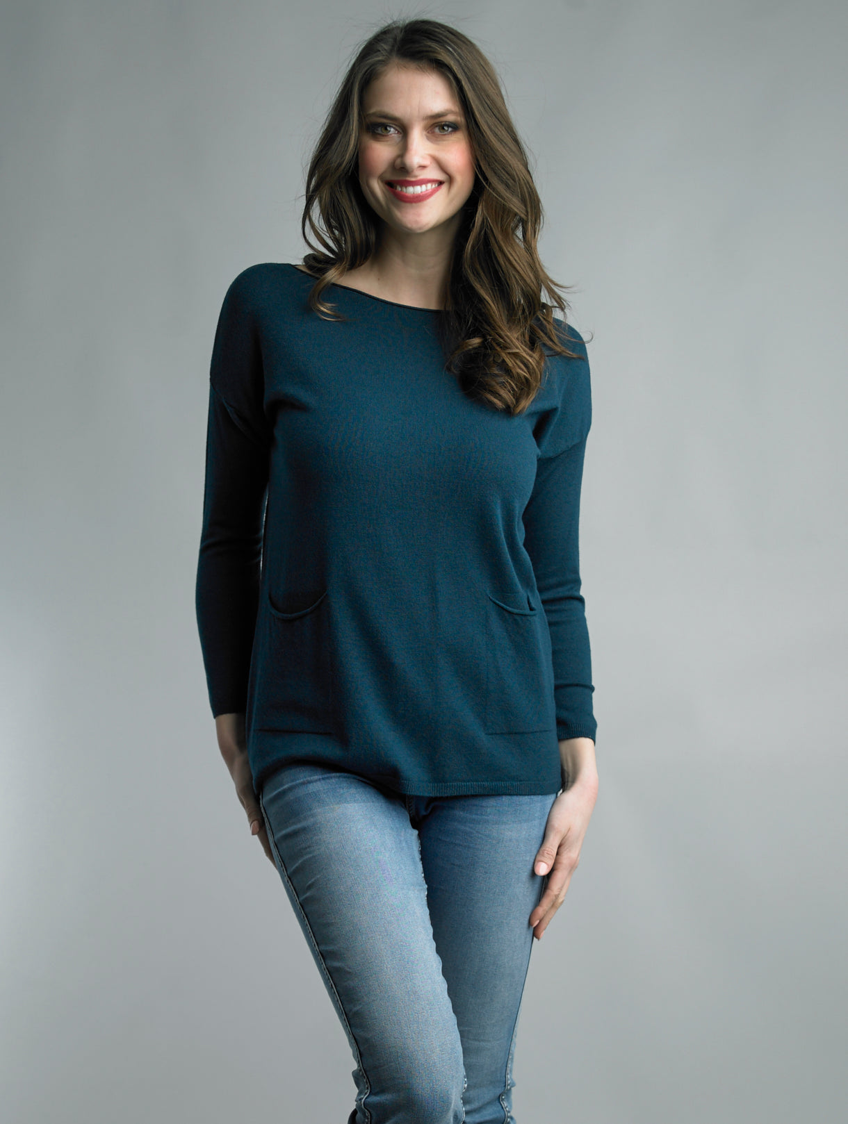 Pocket Crewneck Knit Italian Sweater in 5 Colors