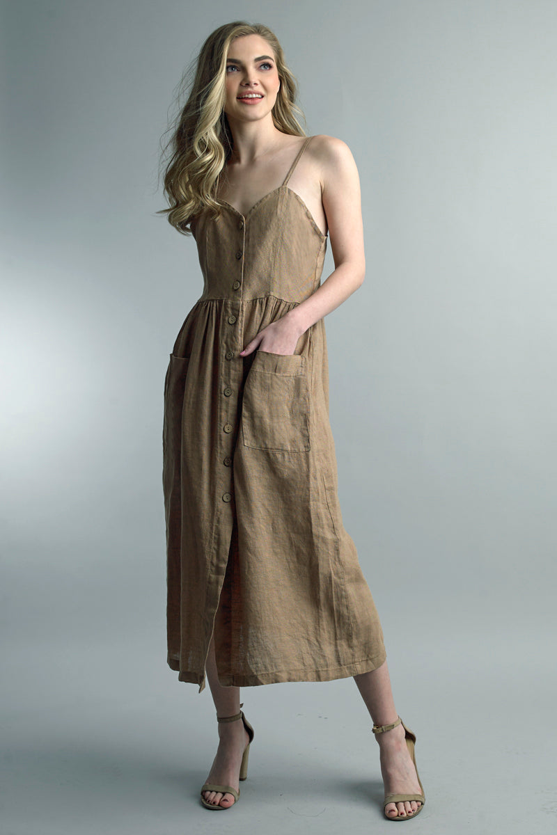 Button Front Linen Dress