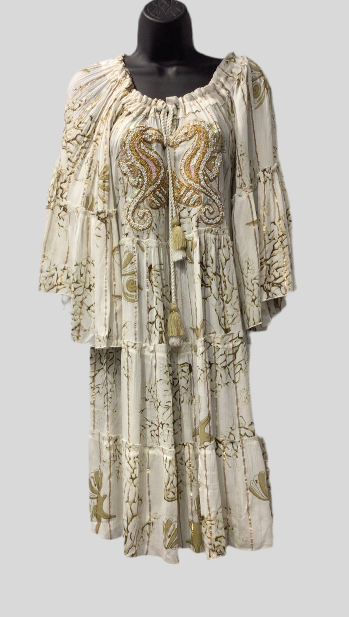 Beaded Seahorse Design Dress (in 3 colors)