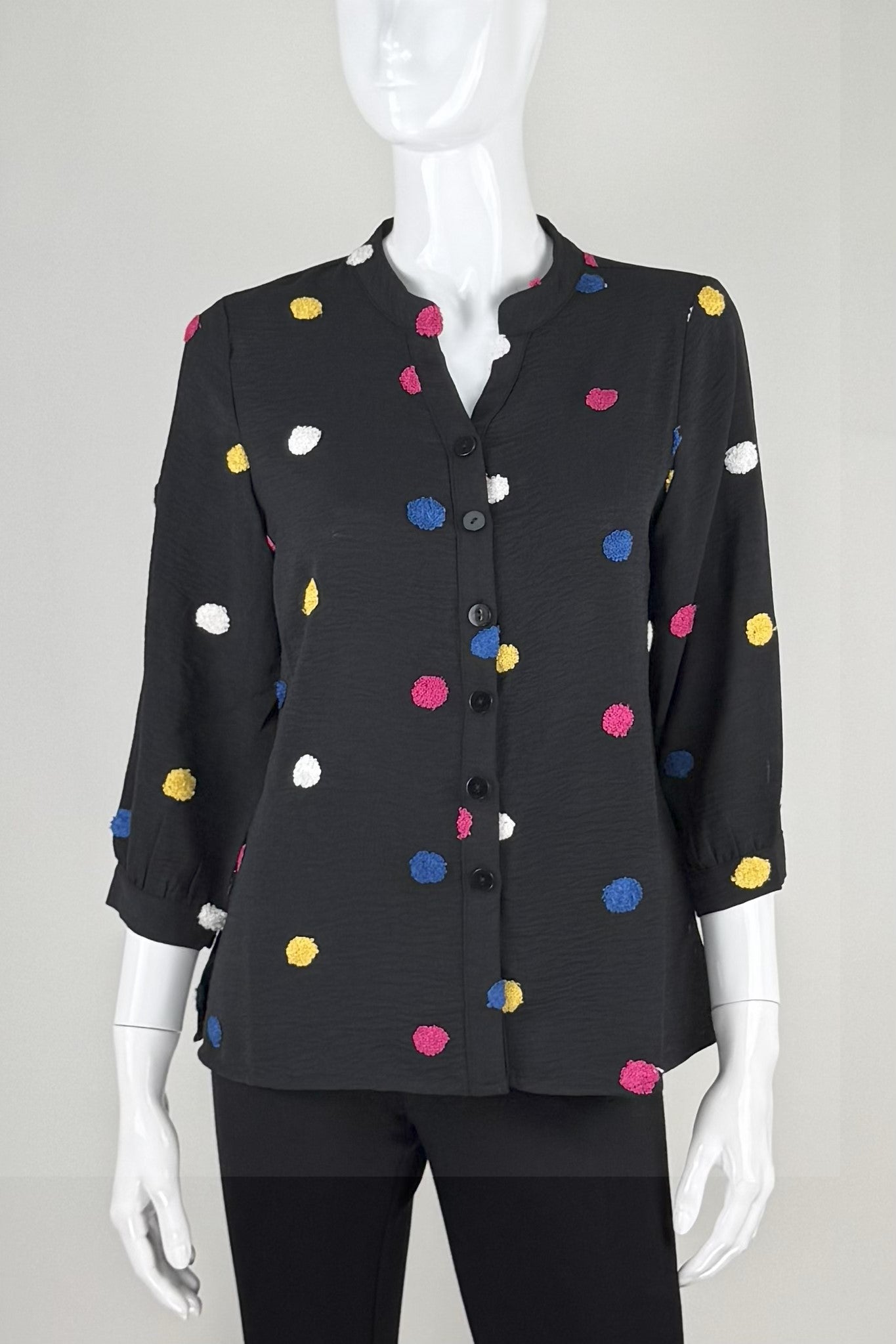 Confetti Dot Mandarin Collar Top