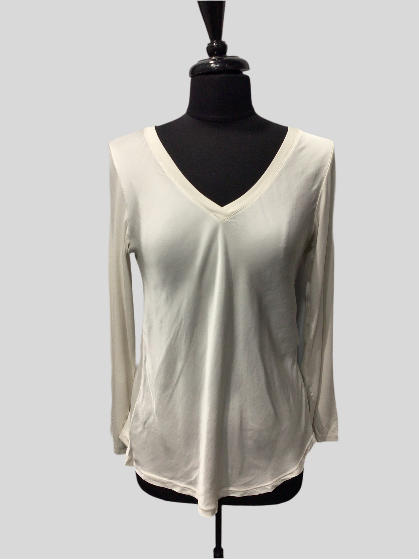Silky Satin Finish Long Sleeve V-Neck Top