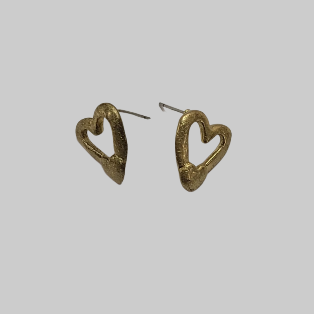 Textured Open Heart Stud Earrings