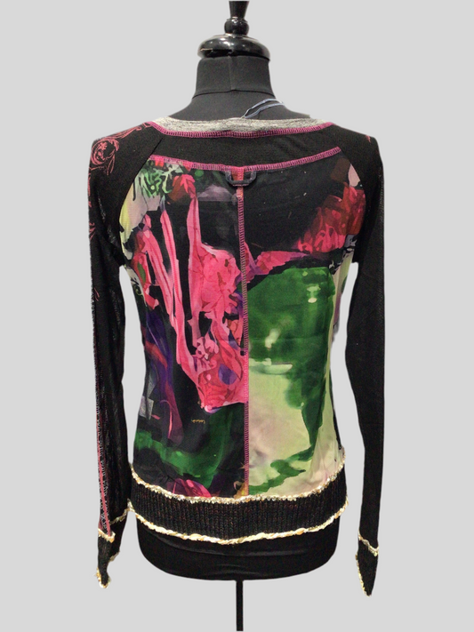 Sheer Net with Sweater and Art Accents Top