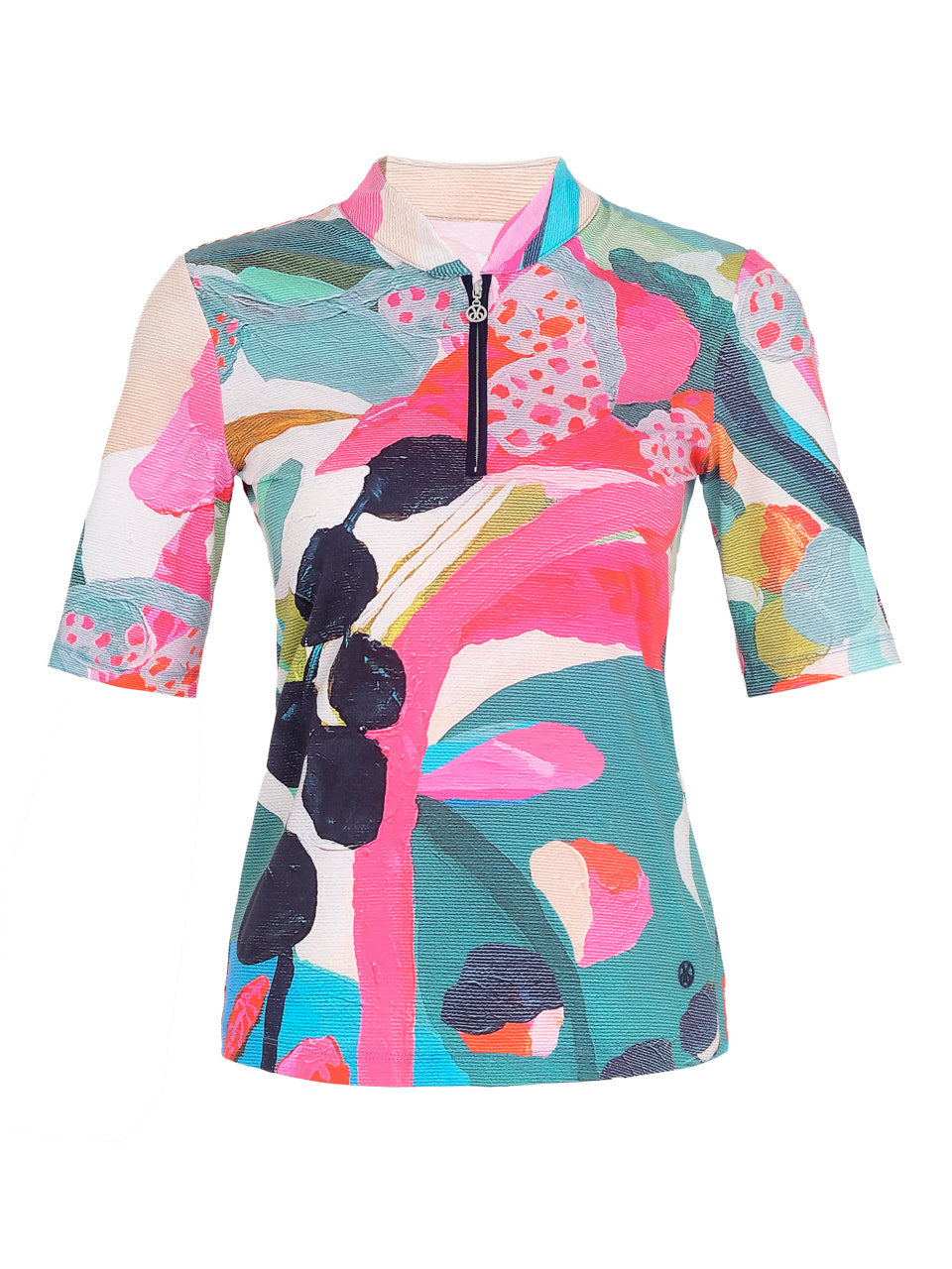 Colorful Brushstroke Print Zip Top (Golf/Tennis/Pickleball)