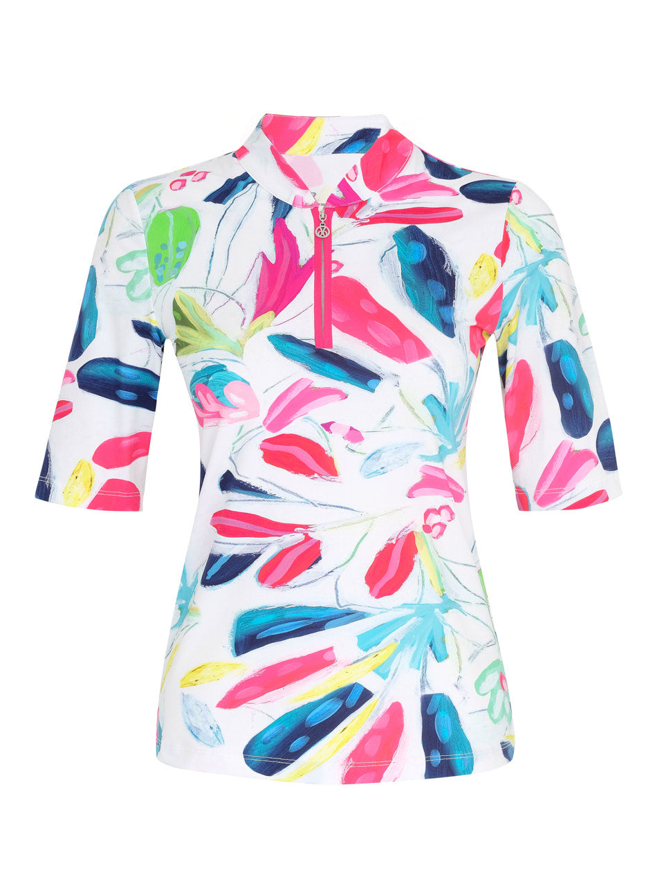 Colorful Abstract Print Zip Top (Golf/Tennis/Pickleball)