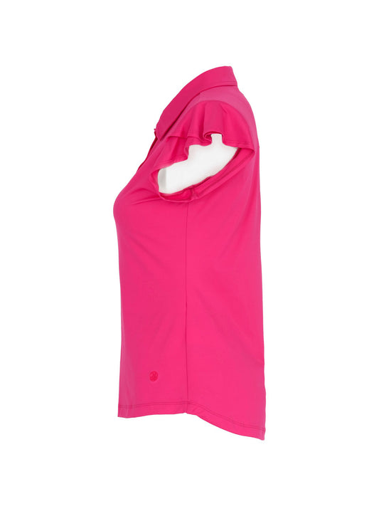 Fuchsia Ruffle Sleeve Polo (Golf/Tennis/Pickleball)