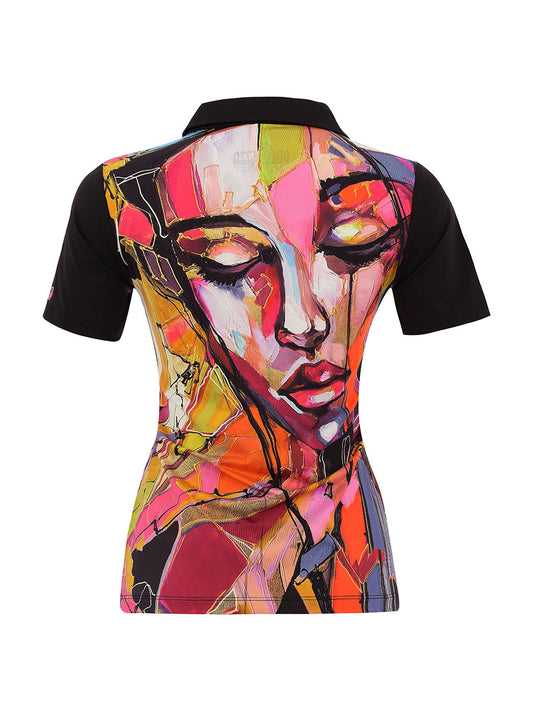 Vibrant Abstract Face Polo Top