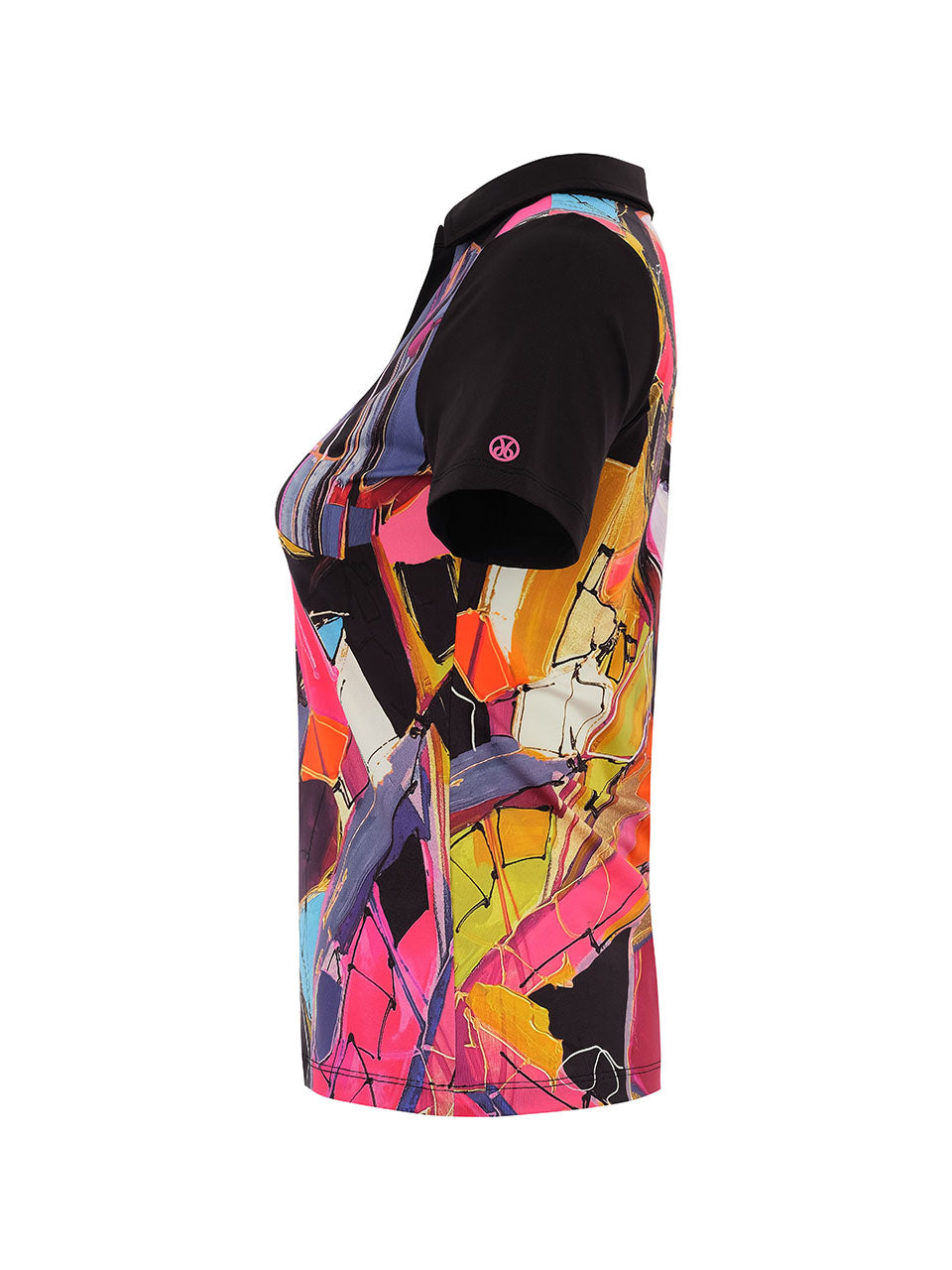 Vibrant Abstract Face Polo Top